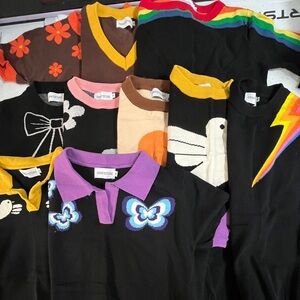 OXKNIT Women’s M NWOT short sleeve sweaters cute 100% cotton LOT OF 4